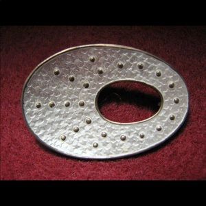 Vintage OYSTEIN BALLE NORWAY white guilloche enamel pin gold wash